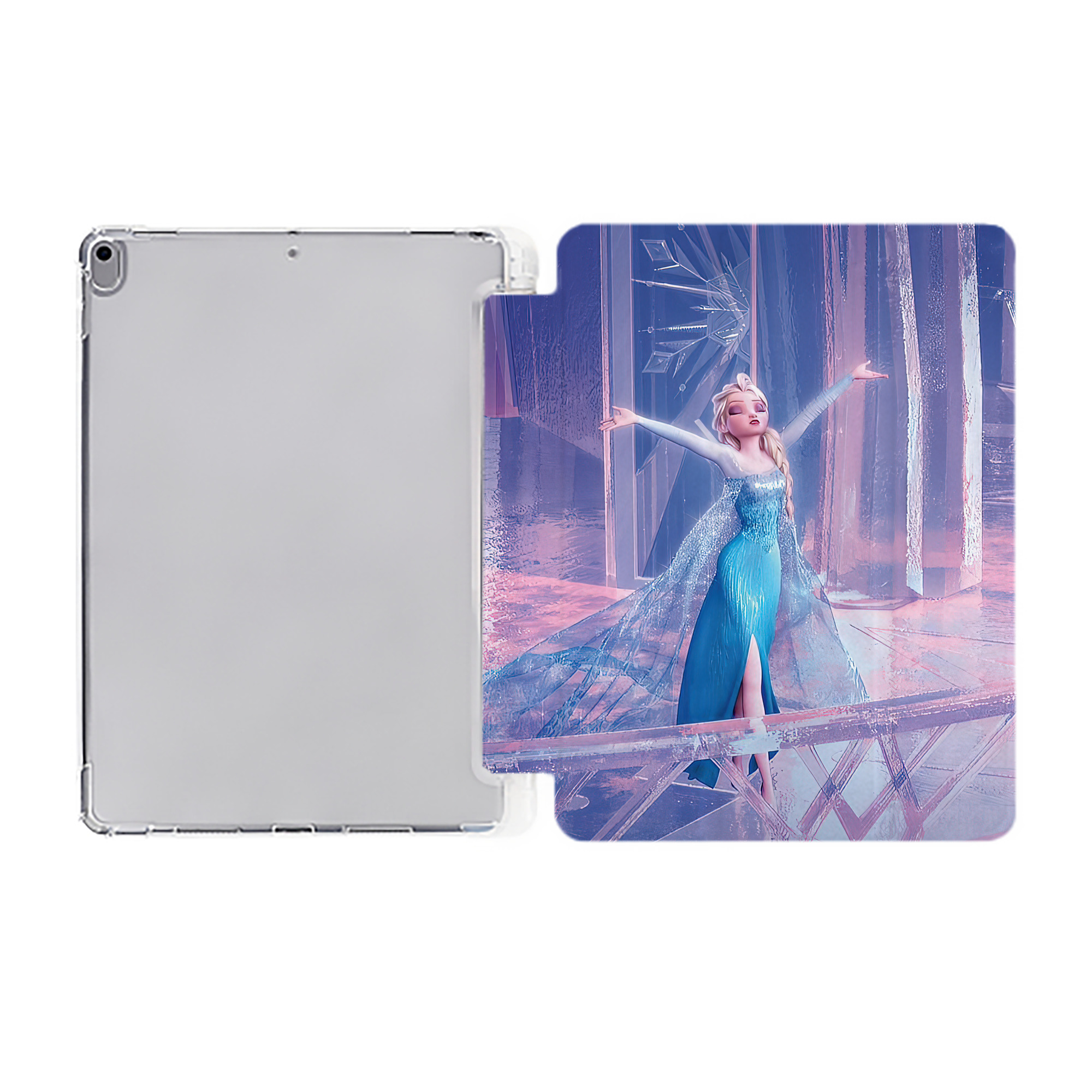 （画像用） アナと雪の女王 アンナ エルサ Frozen Anna Elsa IPad ケース ペン収納付き 三つ折りスタンド PUレザー×シリコン 対応機種9.5/10.5/10.9インチ
